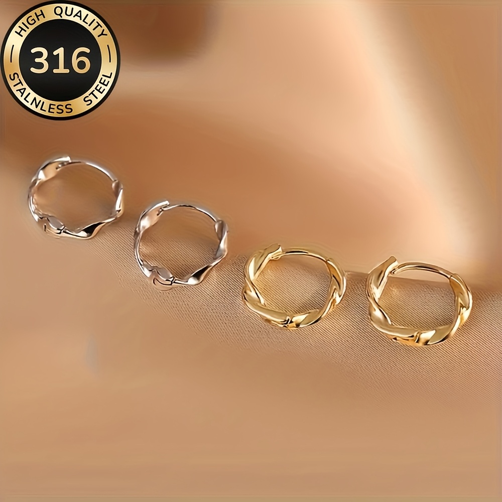 Women's High-Quality Stainless Steel Twisted Hoop Earrings